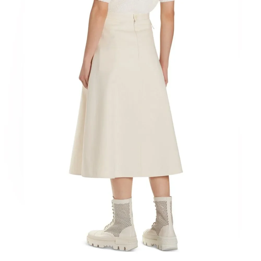 Moncler Cotton A-Line Midi Skirt with Pockets, New, Size 42
